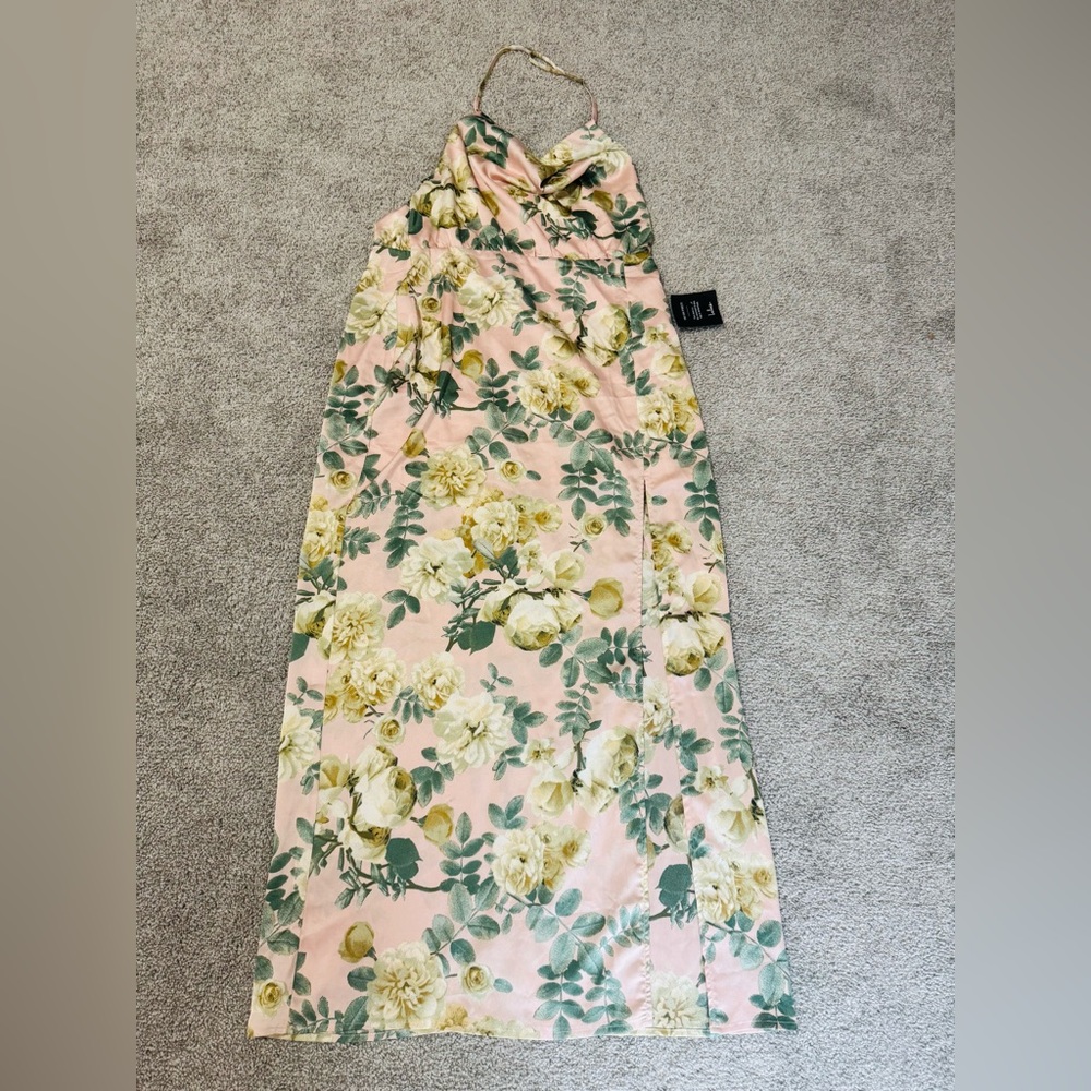 New Lulu's Cream Sheath Maxi Dress with Cowl Neck